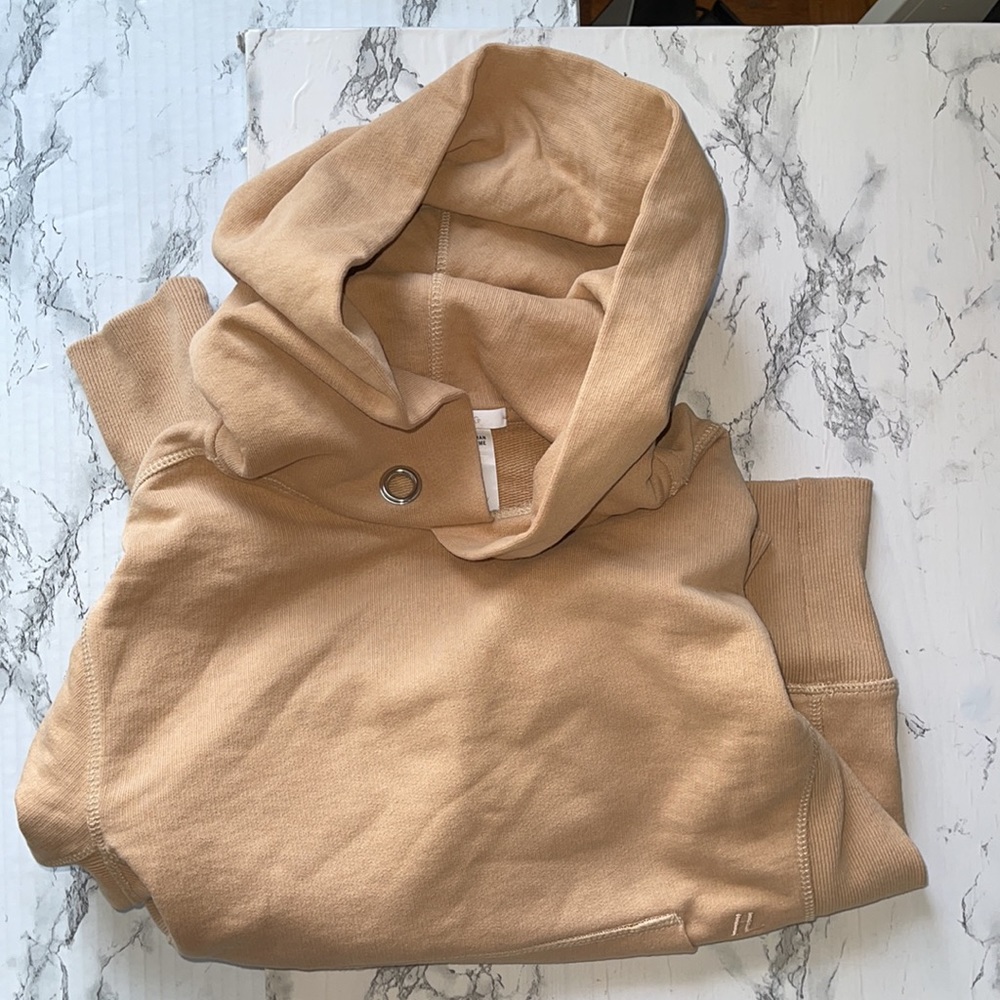 HELMUT LANG XS WOMAN XXXS MAN TAN HOODIE SWEATSHIRT IN GREAT CONDITION